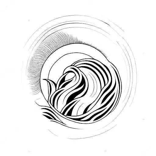 Wave With Sun One Line