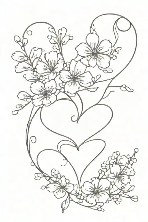 Baby Breath With A Heart Intertwined