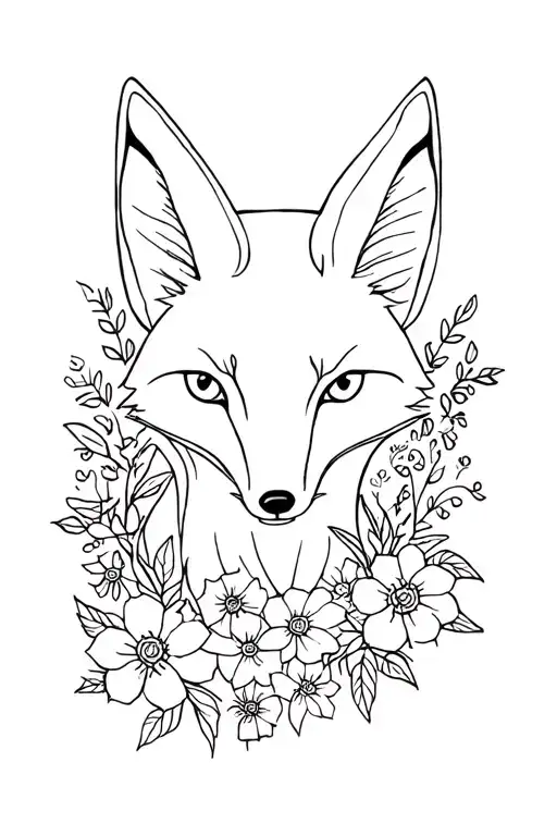Fox Surrounded By Flowers