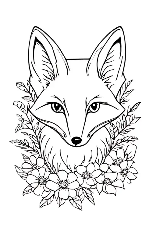 Fox Surrounded By Flowers