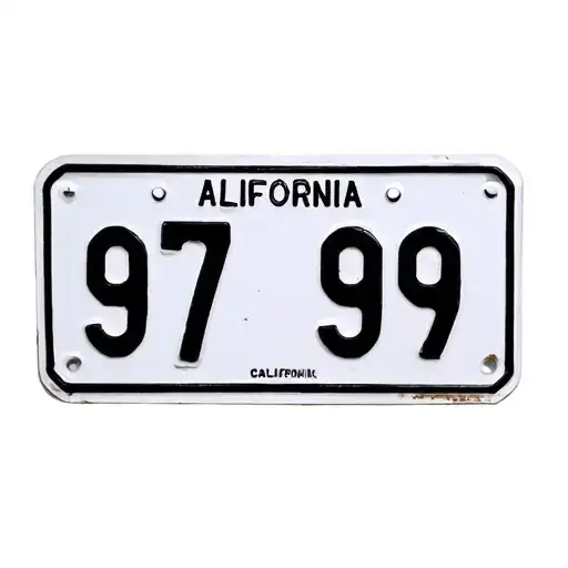 Dirt Bike Number Plate With California Written Near The Top And The Number 97 Below