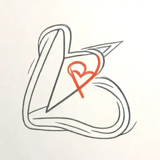 Roman Numeral 3 With Red Heart Shape Outline Behind