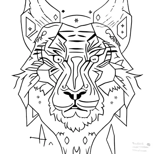 Black Tiger Silhouette In A Mystical Forest