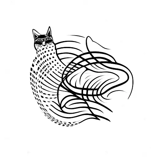 Guitar Strings Forming A Cat Silhouette