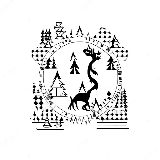 A Chessboard Surrounded By A Dense Forest With Animals Peeking Out From The Trees