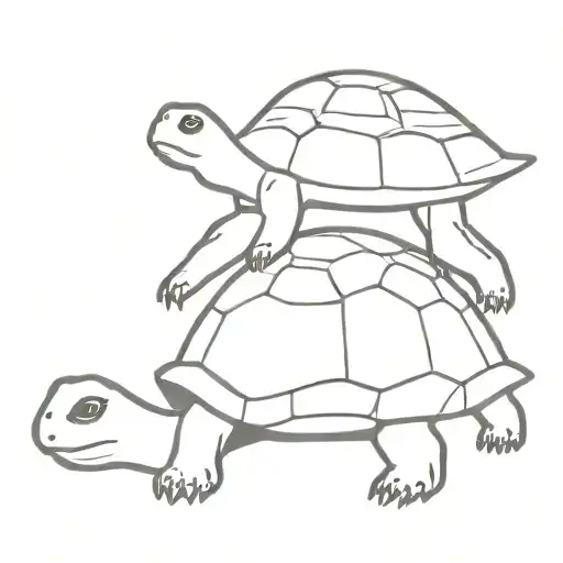 Giant Turtle With Smal Kid Sitting On It