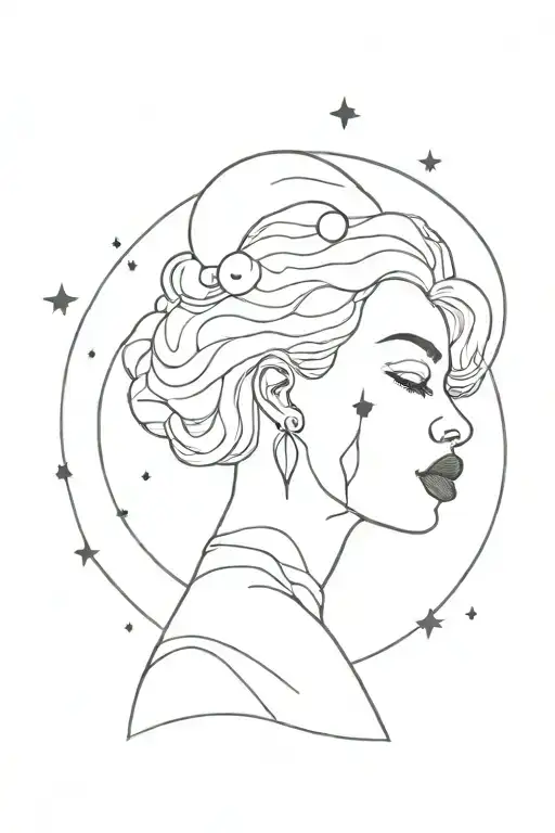 Black Woman With Hair As If It Were The Universe With Planets And Stars