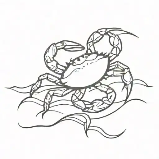 Crab Sign And Ocean Waves Crashing In The Background