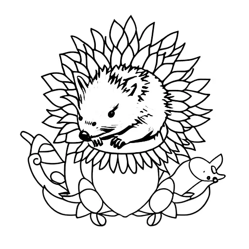Sunflower And Hedgehog