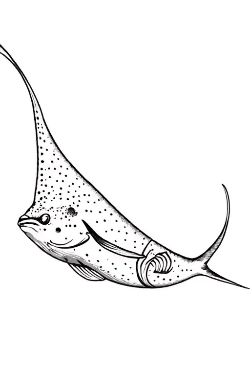 Spotted Ray Gracefully Swimming