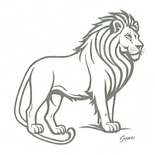 A Lion Drinks In The Savana