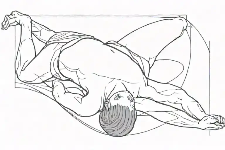 A Person Laying On A Straight Line On Their Back
