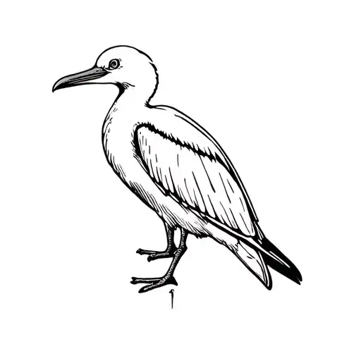Line Art Of A Blue Footed Booby