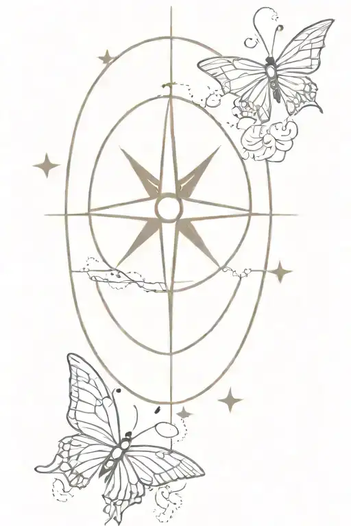 Compass And Butter Fly