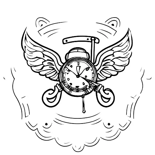 Fireman Emblem With Wings And Clock Hands