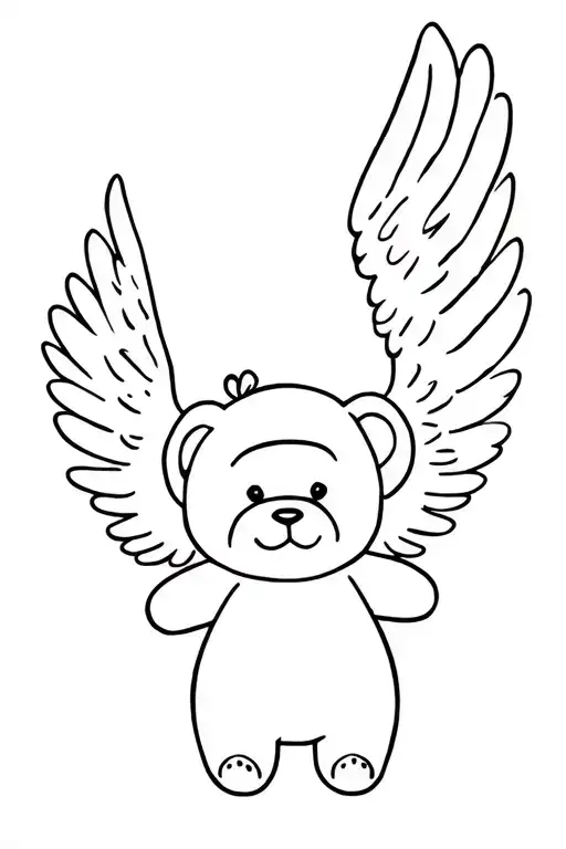 Outline Of A Teddy Bear With My Angel Wings