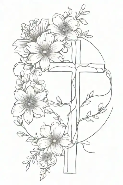 Cross And Birth Flowers