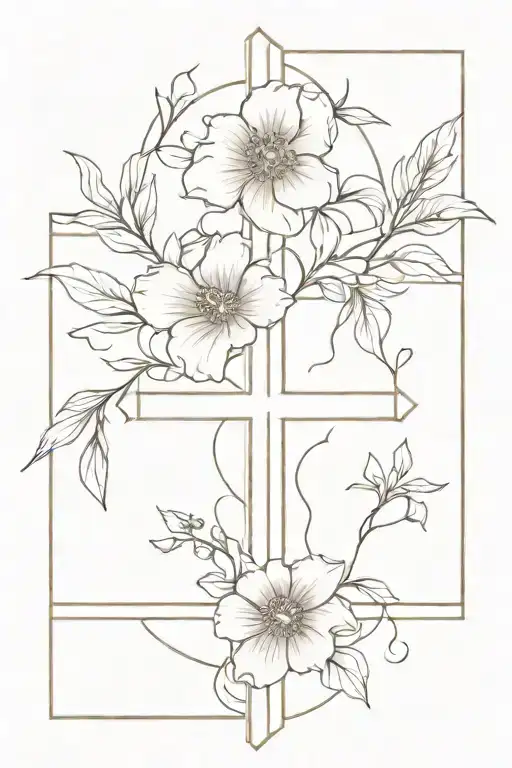Birth Flowers And Cross Intertwined