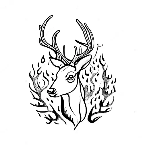A Minimalist Tattoo Of A Deer With Antlers Made Out Of Musical Notes