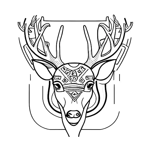 A Minimalist Tattoo Of A Truck With A Deer Silhouette On The Side