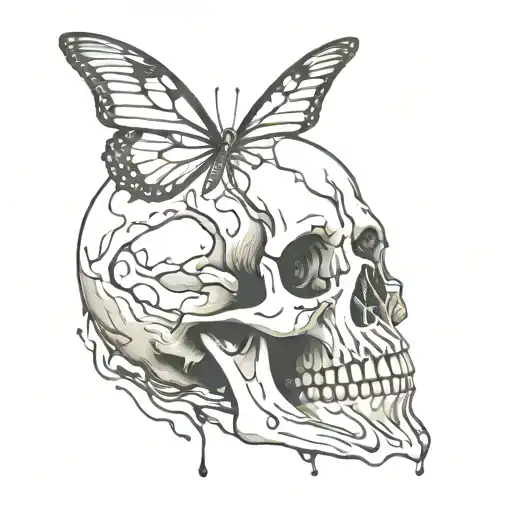 Beautiful Melting Butterfly Skull