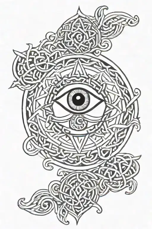 Evil Eye Surrounded Celtic Knotwork