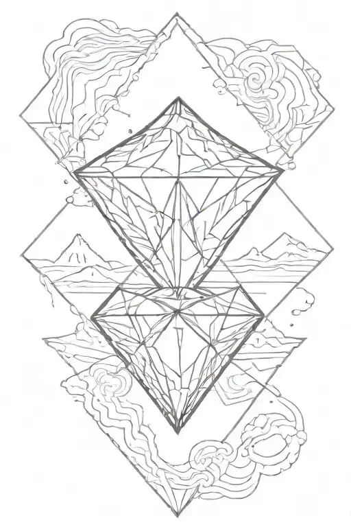 Single Diamond With Mountains Inside