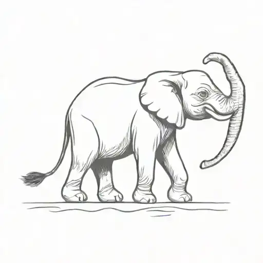 Elephant Pinguin Tattoo Design