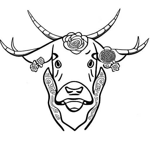 Bull With Flower