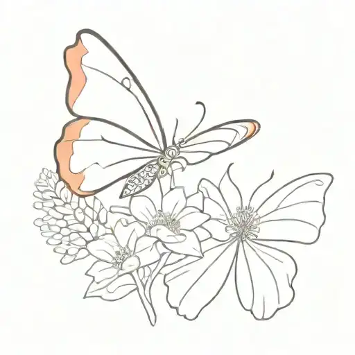 Colour Butterfly With July Birth Flower Small