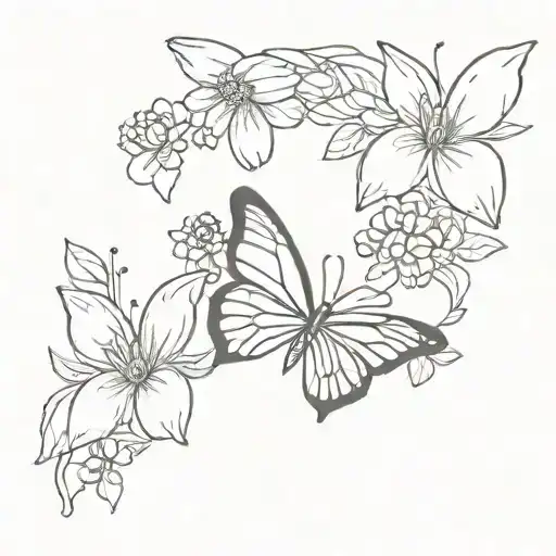 Butterfly With July Birth Flower For One Of The Wings Small
