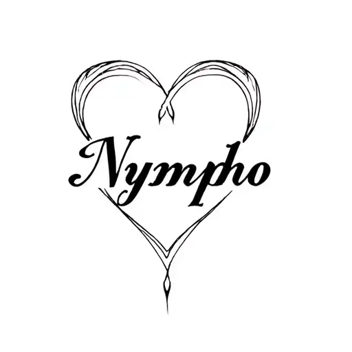 The Word Nympho With A Heart Behind It Calligraphy Font