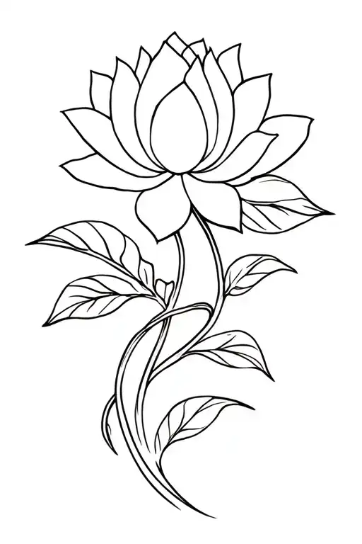 Lotus Flower Intertwined With Vines Representing Family Unity