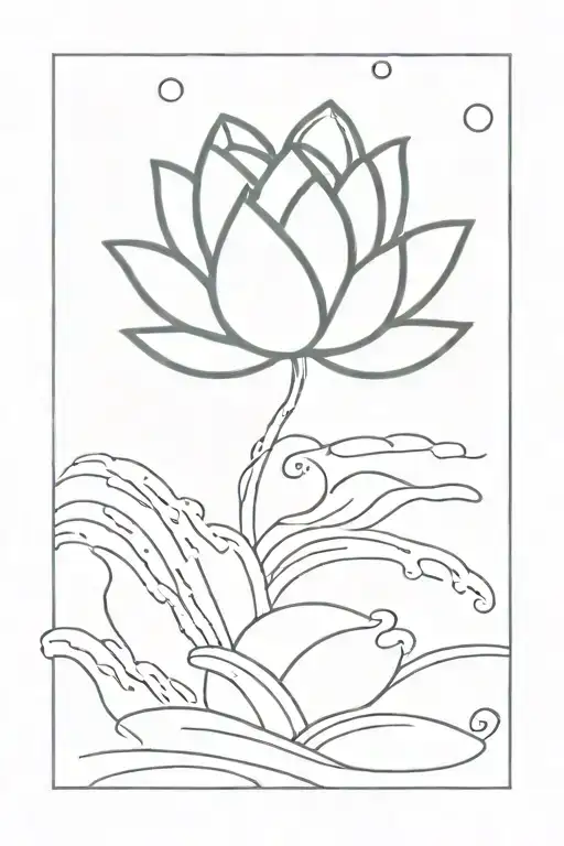 Lotus In Fhe Middle Of Waves In The Ocean