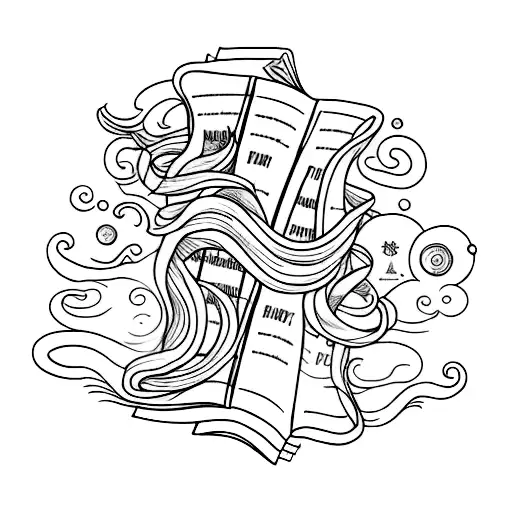 Long Books With Pages Flying Out Portrait