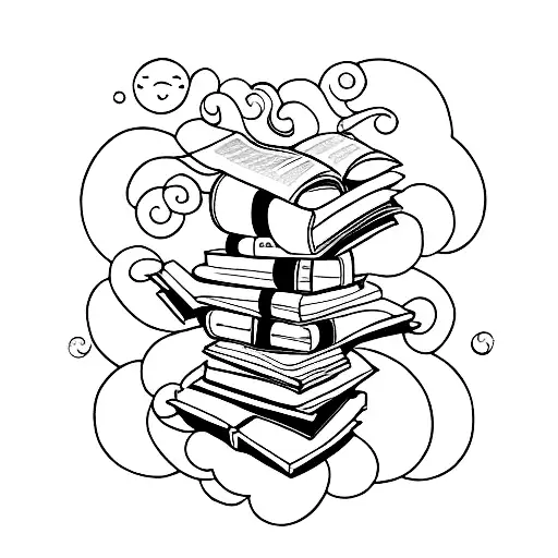 Books With Pages Flying Out Portrait