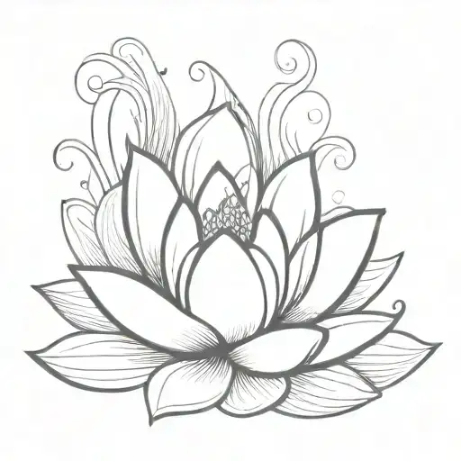 Lotus Top Down View In The Sea Wave