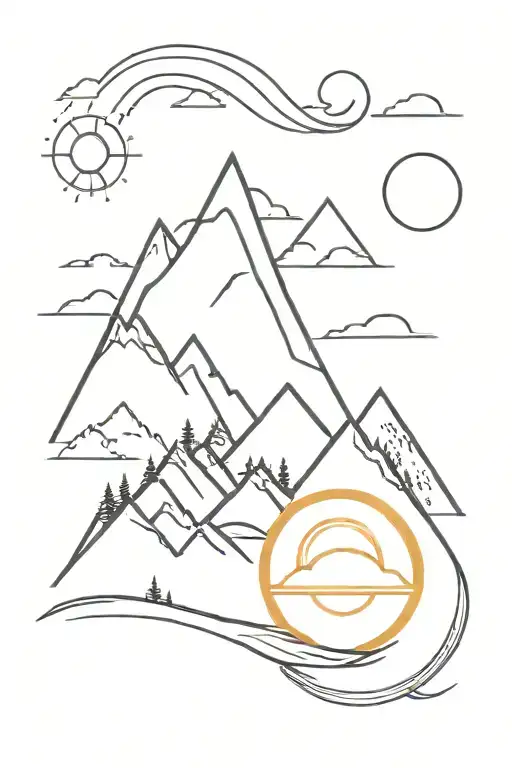 Mountains Bird And Sun