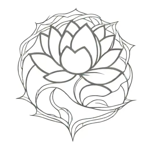 Lotus Top Down View In The Sea Wave Crashing