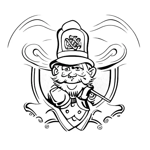 Fighting Irish Leprechaun Logo Wearing Firefighter Helmet