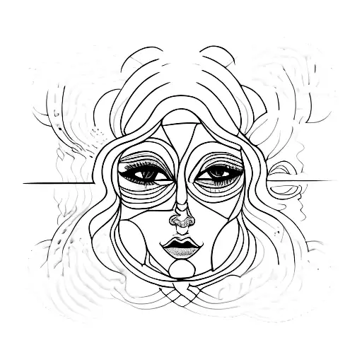 A One Line Tattoo Of A Woman's Face Within A Square