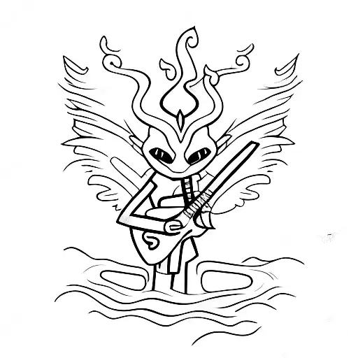 A Mythical Creature Playing A Guitar In A Dark Forest