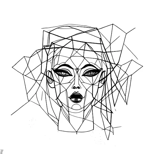 Single Line Tattoo Of Woman's Face