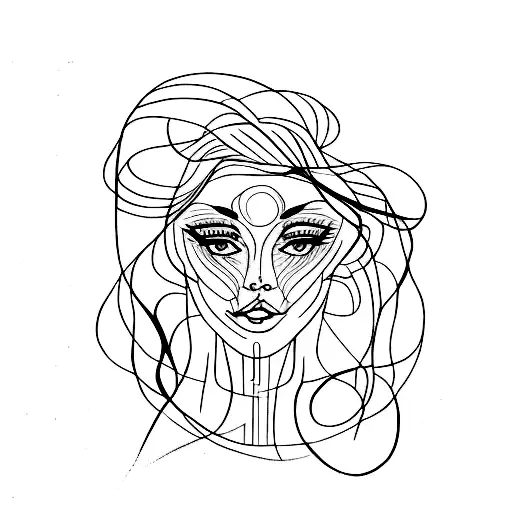 Simple Single Line Tattoo Of Woman's Face