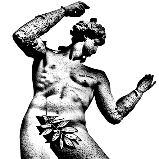 Broken Greek Statue Of A Man With Leaves