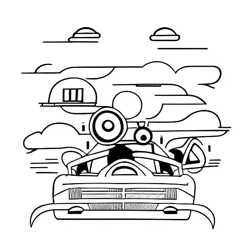 Fine Line Car Traveling In A Road