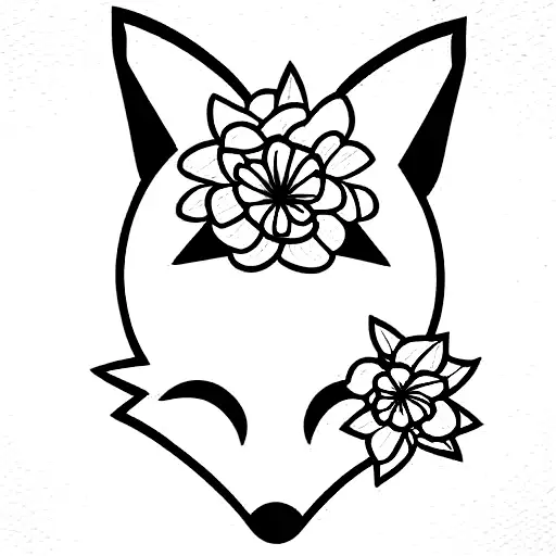 Cute Fox With Flowers