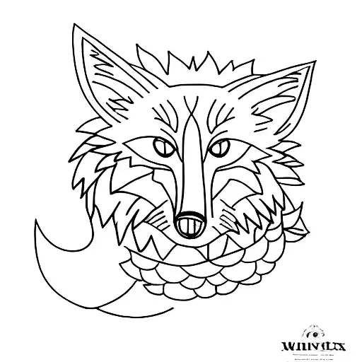 A Minimalist Tattoo Of A Lake Reflecting The Image Of A Fox And A Sunflower