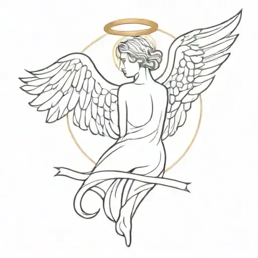 Angel Tattoo With A Hidden Crop Inside Black And White