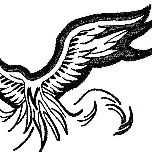 Phoenix With Wings Spread And Burning